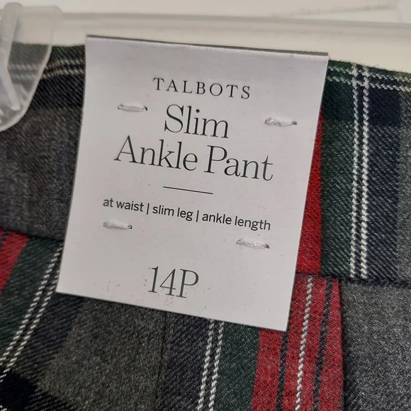Talbots tartan wool blend Slim Ankle Pants NWT 14P - Picture 6 of 13